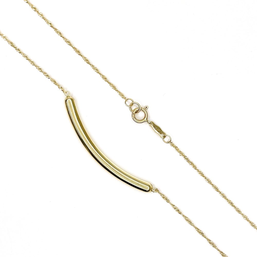 10K Yellow Gold Curved Bar Necklace 4