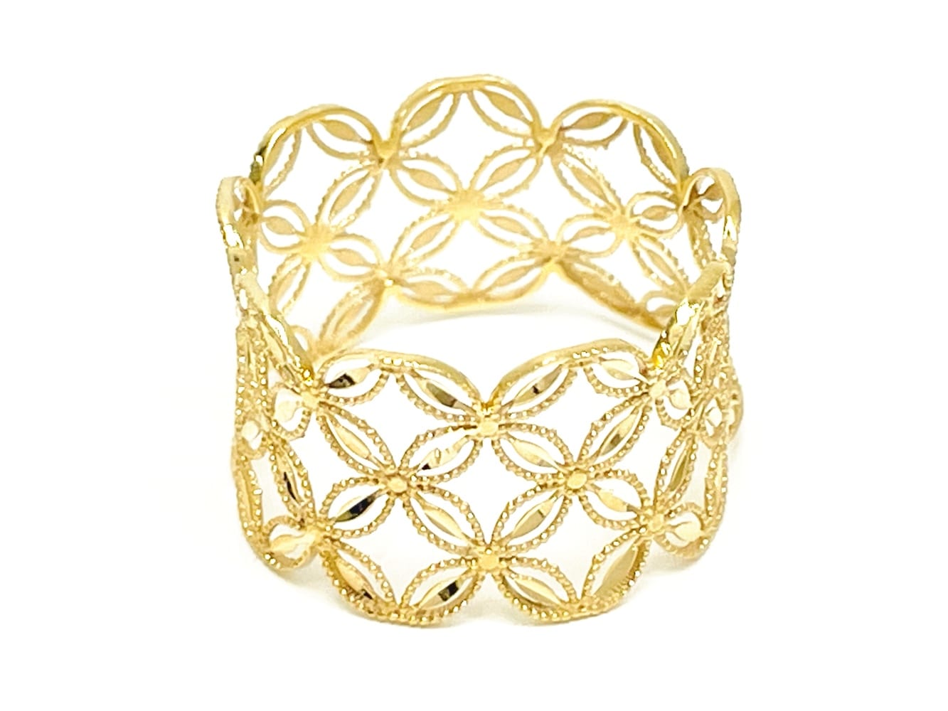 Ornate 18K Yellow Gold Lattice Ring, Size 9 3