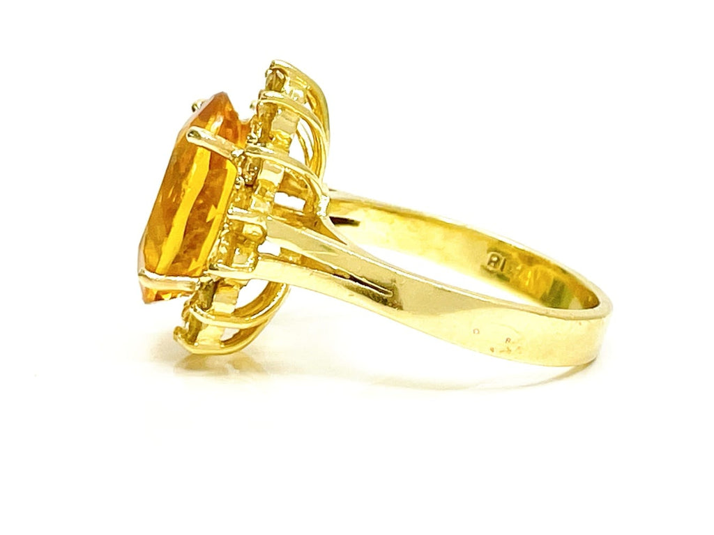 18K Yellow Gold Citrine Diamond Ring 2