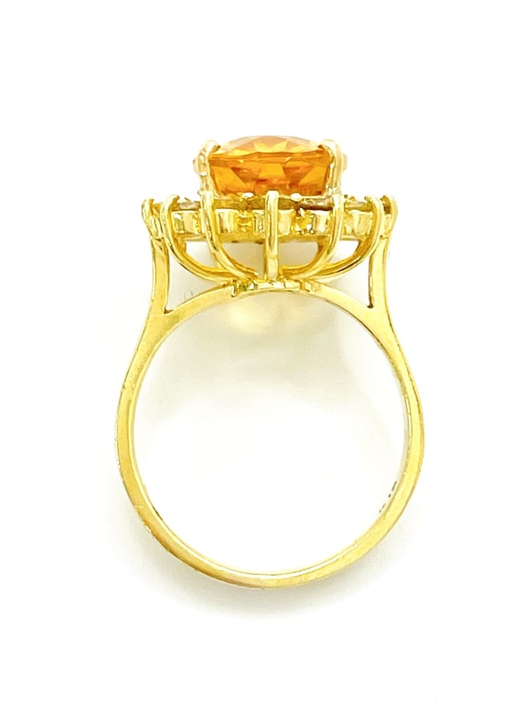 18K Yellow Gold Citrine Diamond Ring 4
