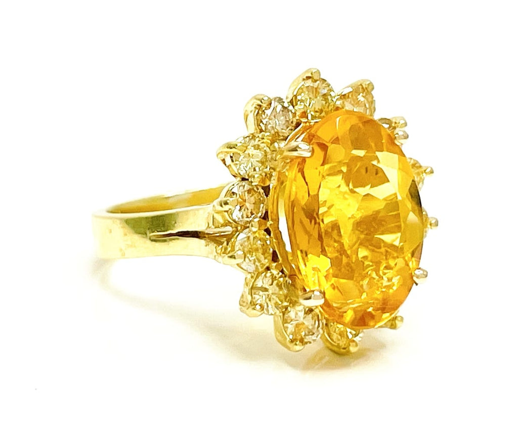 18K Yellow Gold Citrine Diamond Ring 5