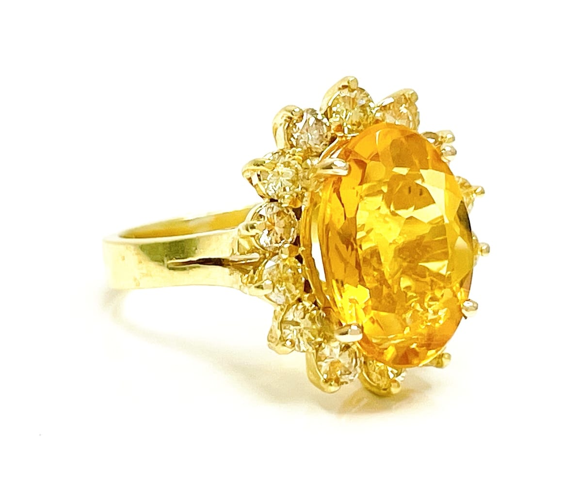18K Yellow Gold Citrine Diamond Ring 5