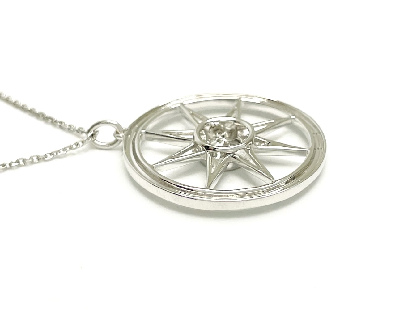 14K White Gold Floating Diamond Necklace 2
