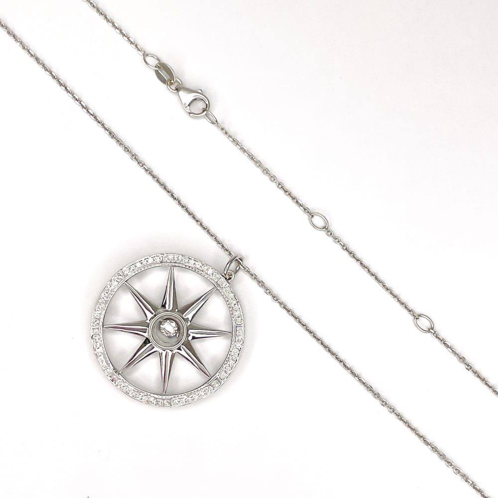 14K White Gold Floating Diamond Necklace 4