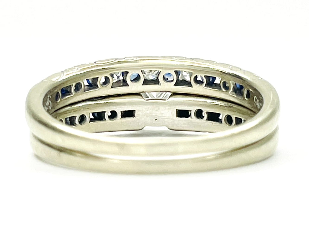 14K White Gold Diamond & Sapphire Wedding Set 3
