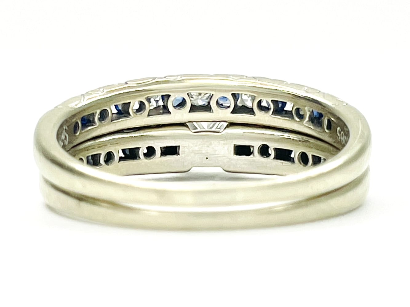 14K White Gold Diamond & Sapphire Wedding Set 3