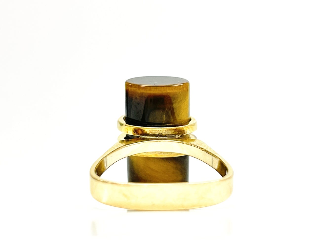 14K Yellow Gold Tiger’s Eye Diamond Ring 4