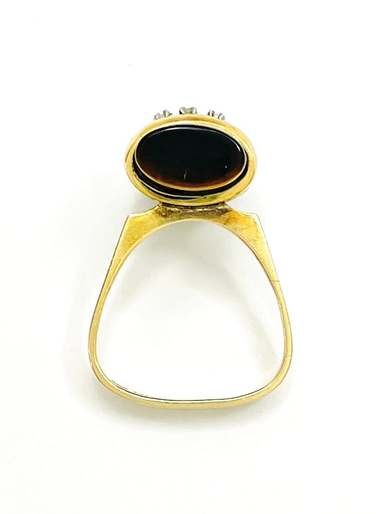 14K Yellow Gold Tiger’s Eye Diamond Ring 5