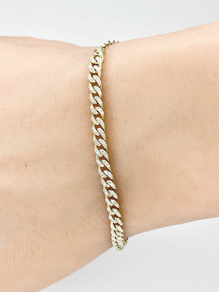 14K Gold Diamond Curb Link Bracelet 4