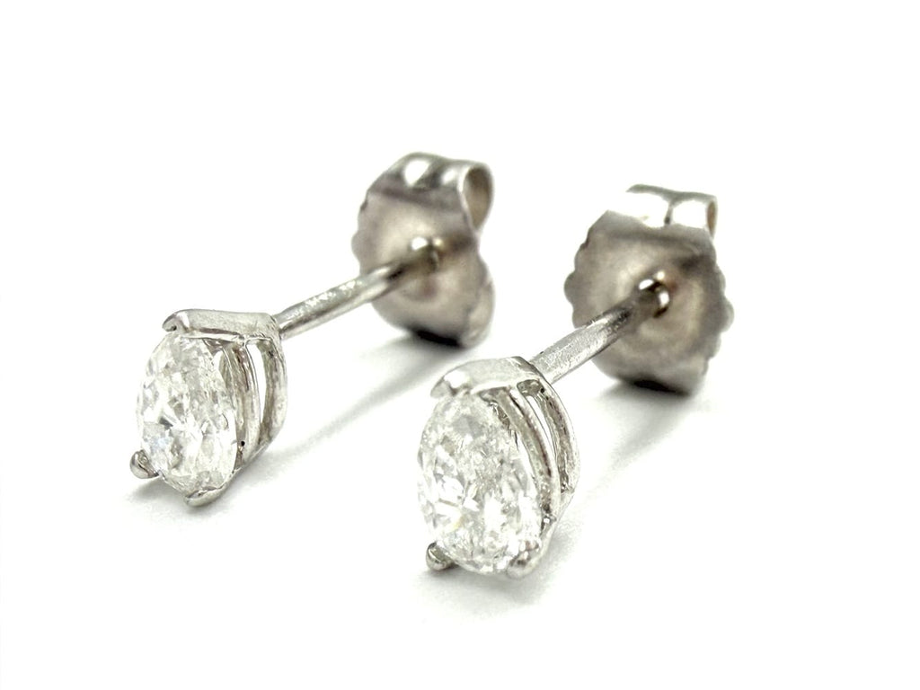 14K White Gold Pear Diamond Stud Earrings 2