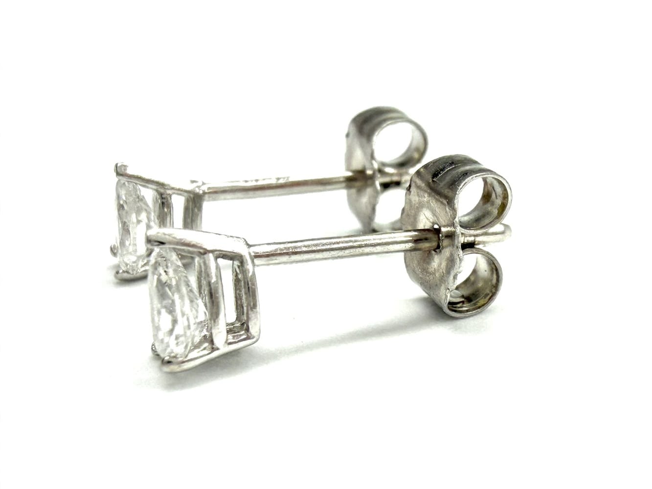 14K White Gold Pear Diamond Stud Earrings 3