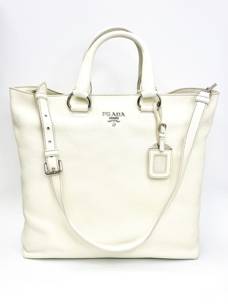 Prada Vitello Daino White Leather Bag 1