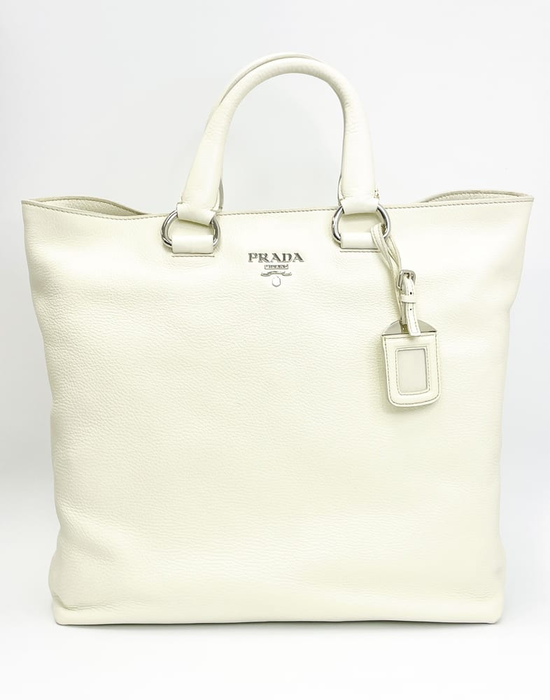 Prada Vitello Daino White Leather Bag 3