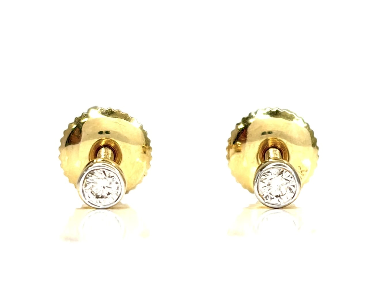 18K Yellow Gold Diamond Stud Earrings 3