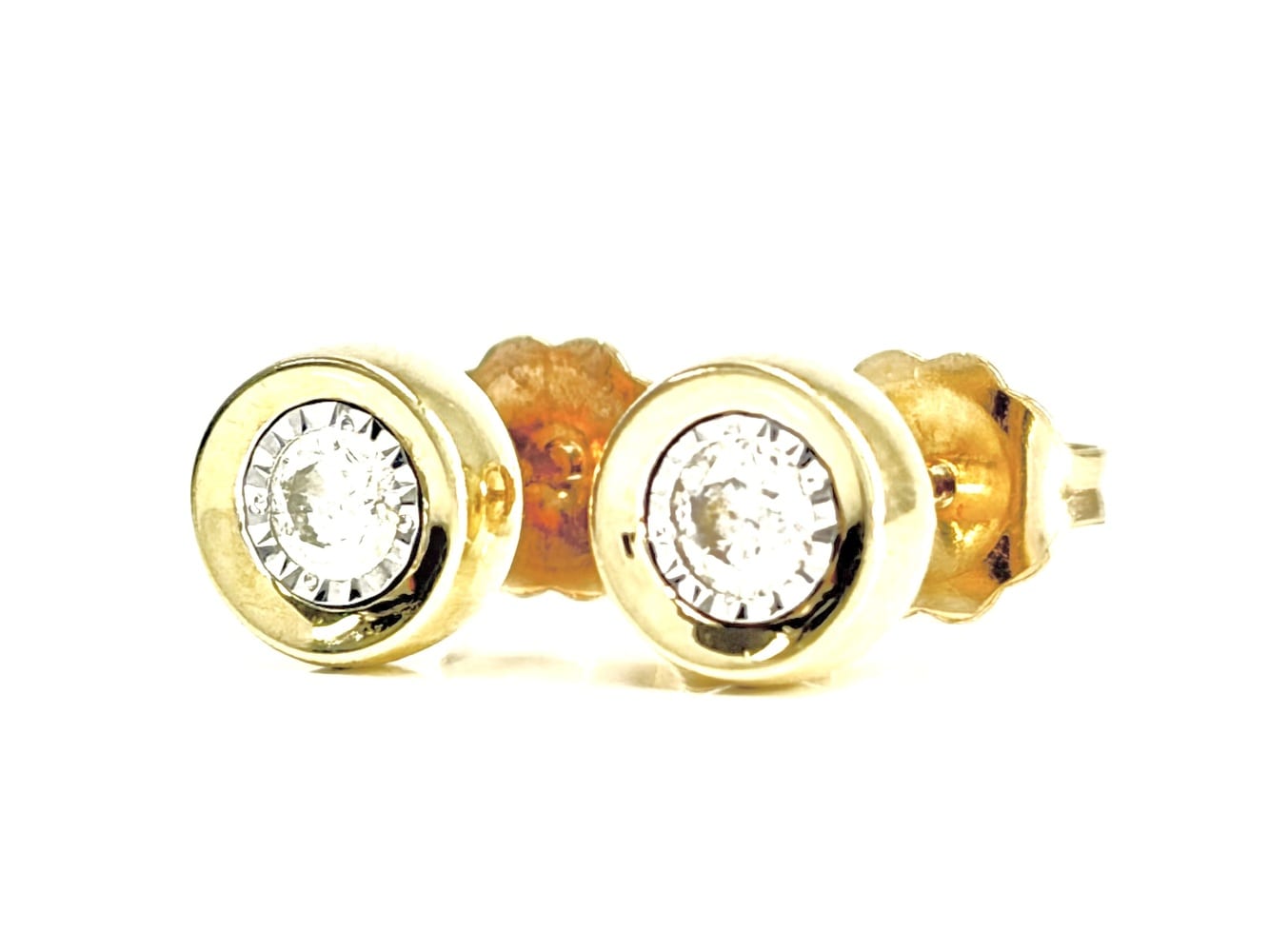 10K Gold Diamond Stud Earrings 3