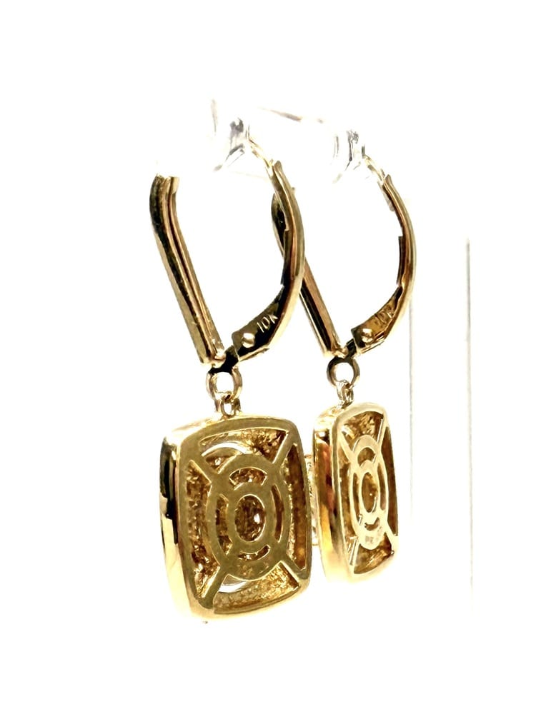 10K Yellow Gold Diamond Drop Earrings 3