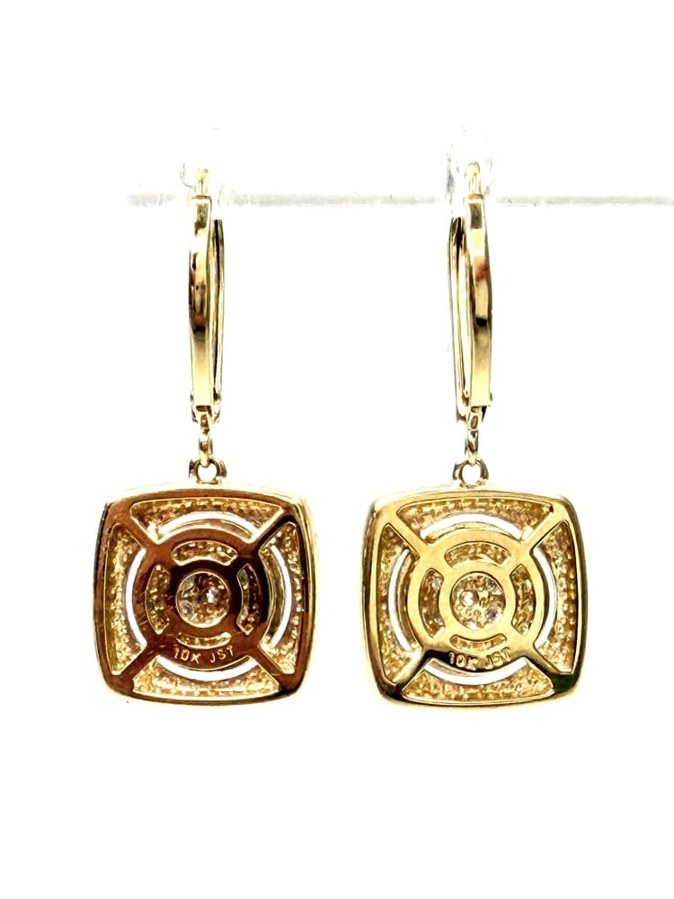10K Yellow Gold Diamond Drop Earrings 4