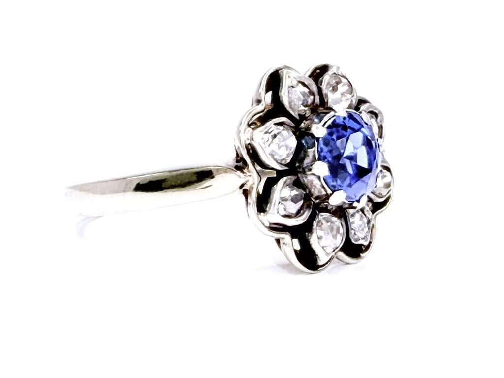 14K White Gold Sapphire & Diamond Ring 1