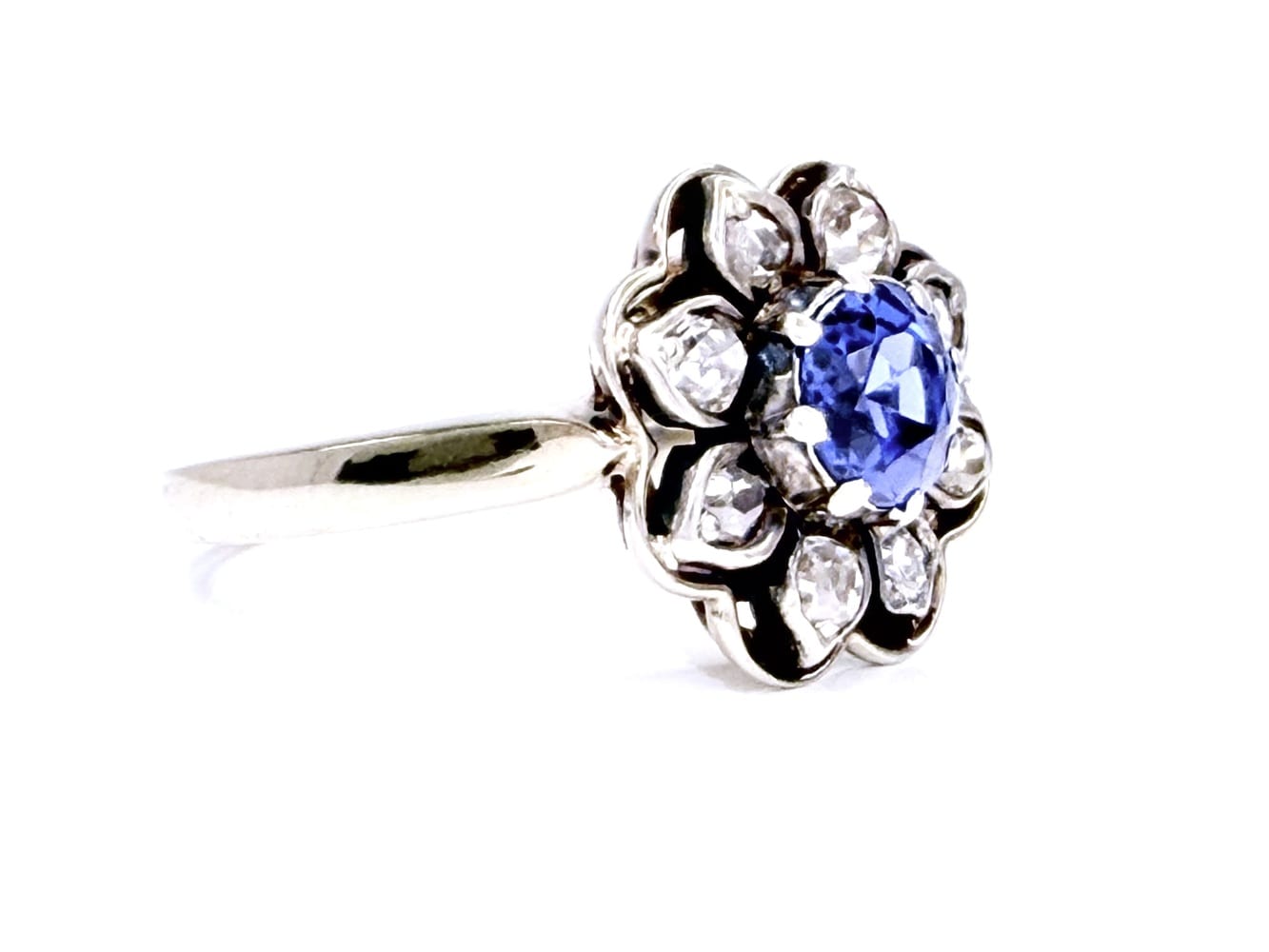 14K White Gold Sapphire & Diamond Ring 1