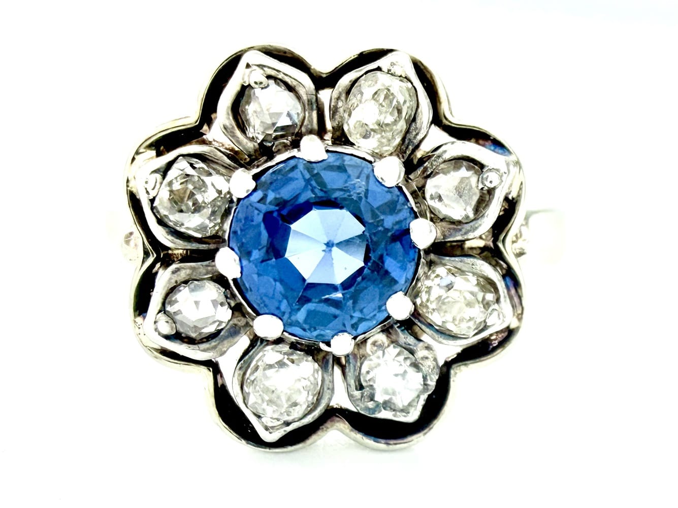 14K White Gold Sapphire & Diamond Ring 6