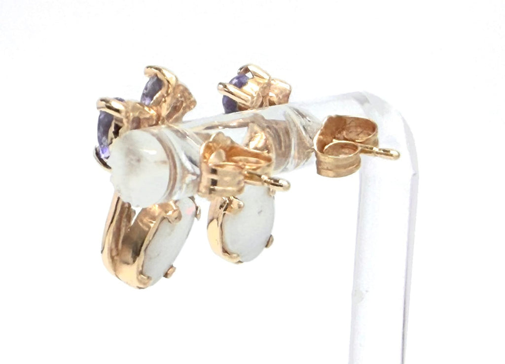 10K Yellow Gold Opal & Tanzanite Earrings 3