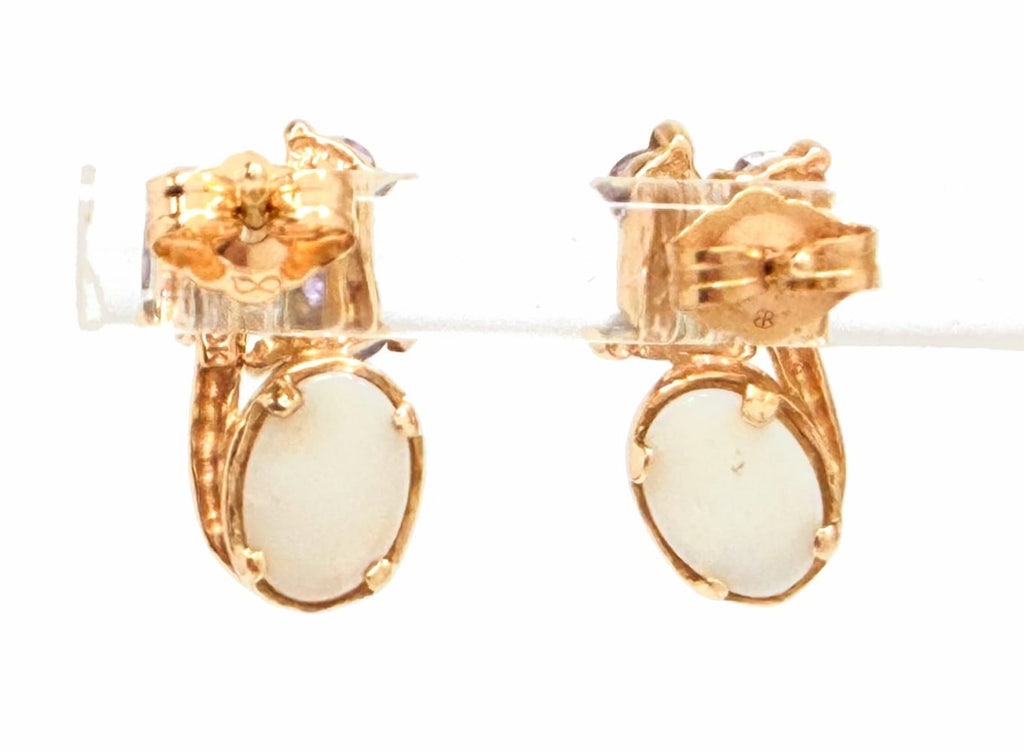 10K Yellow Gold Opal & Tanzanite Earrings 4