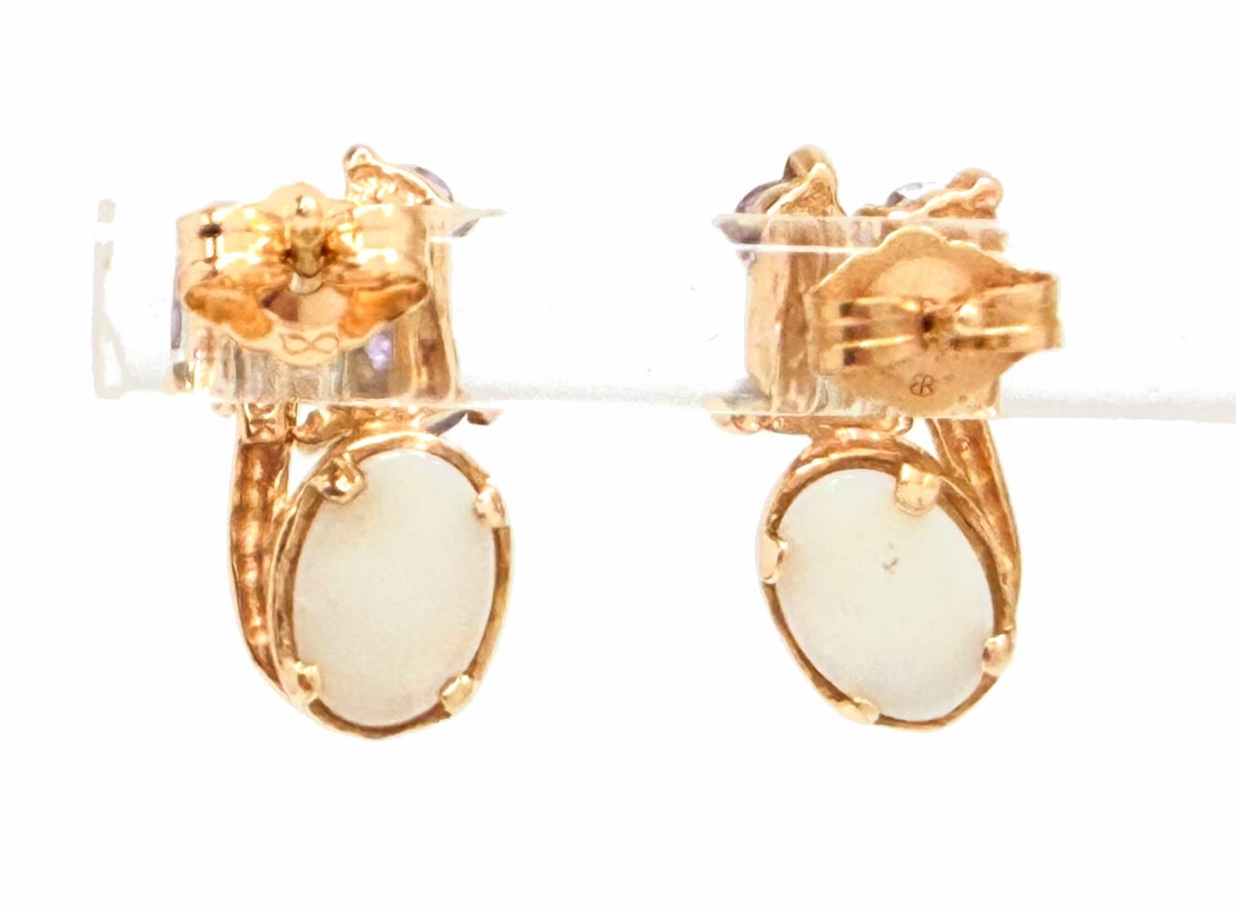 10K Yellow Gold Opal & Tanzanite Earrings 4