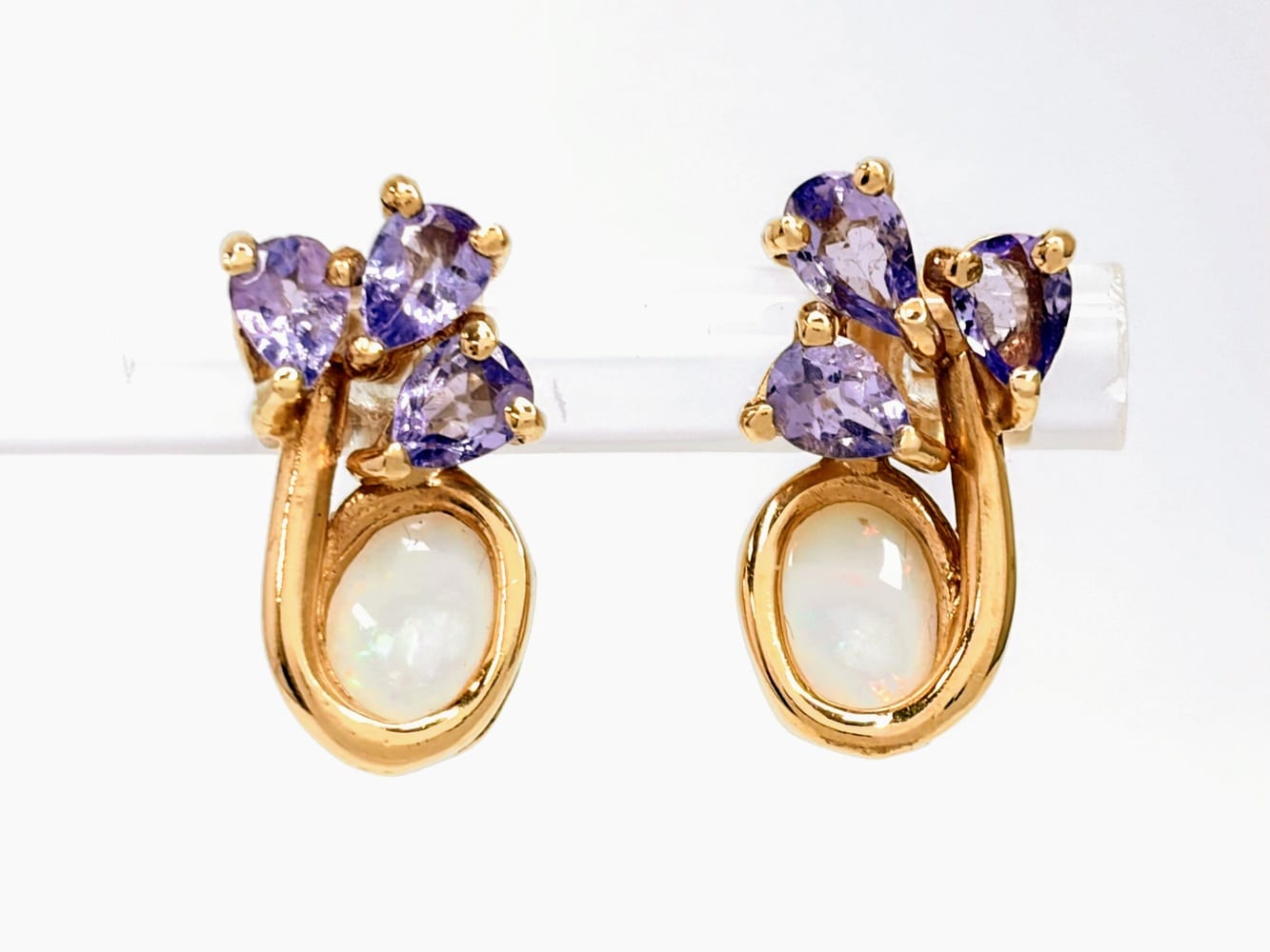 10K Yellow Gold Opal & Tanzanite Earrings 5