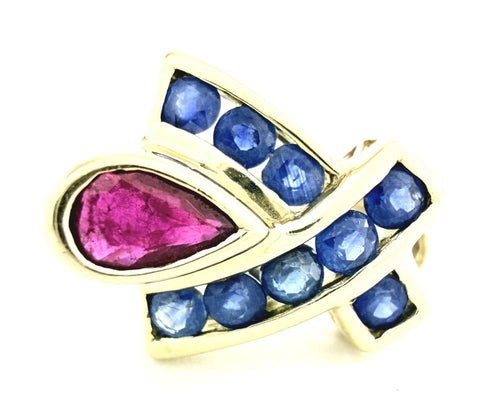 10K Gold Ruby & Tanzanite Ring Size 6 1