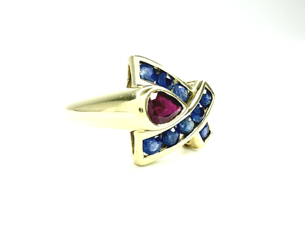 10K Gold Ruby & Tanzanite Ring Size 6 2