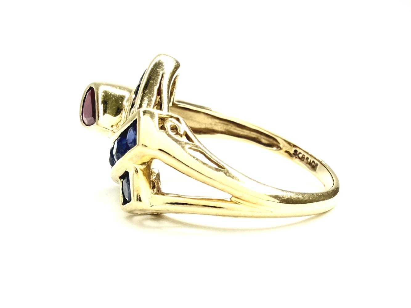10K Gold Ruby & Tanzanite Ring Size 6 3