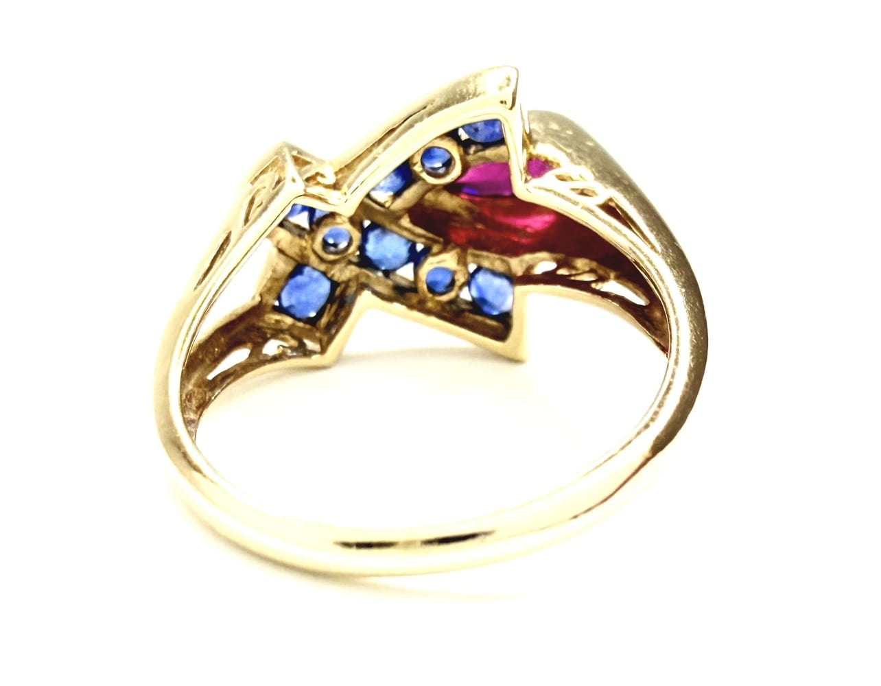10K Gold Ruby & Tanzanite Ring Size 6 4