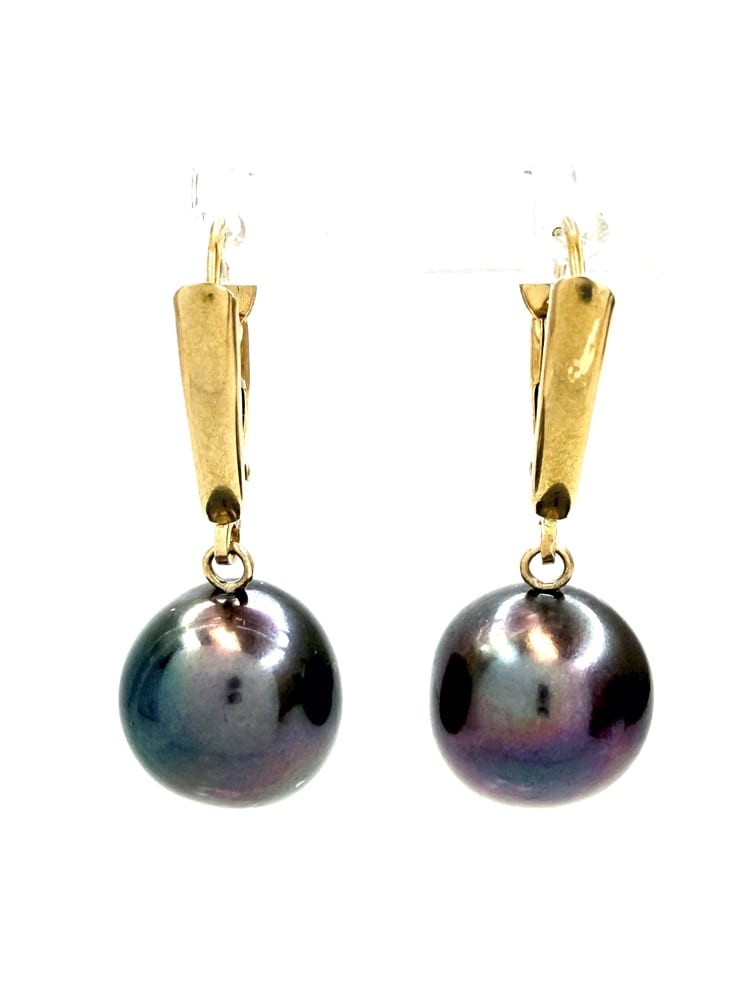 14K Gold Tahitian Pearl Drop Earrings 5