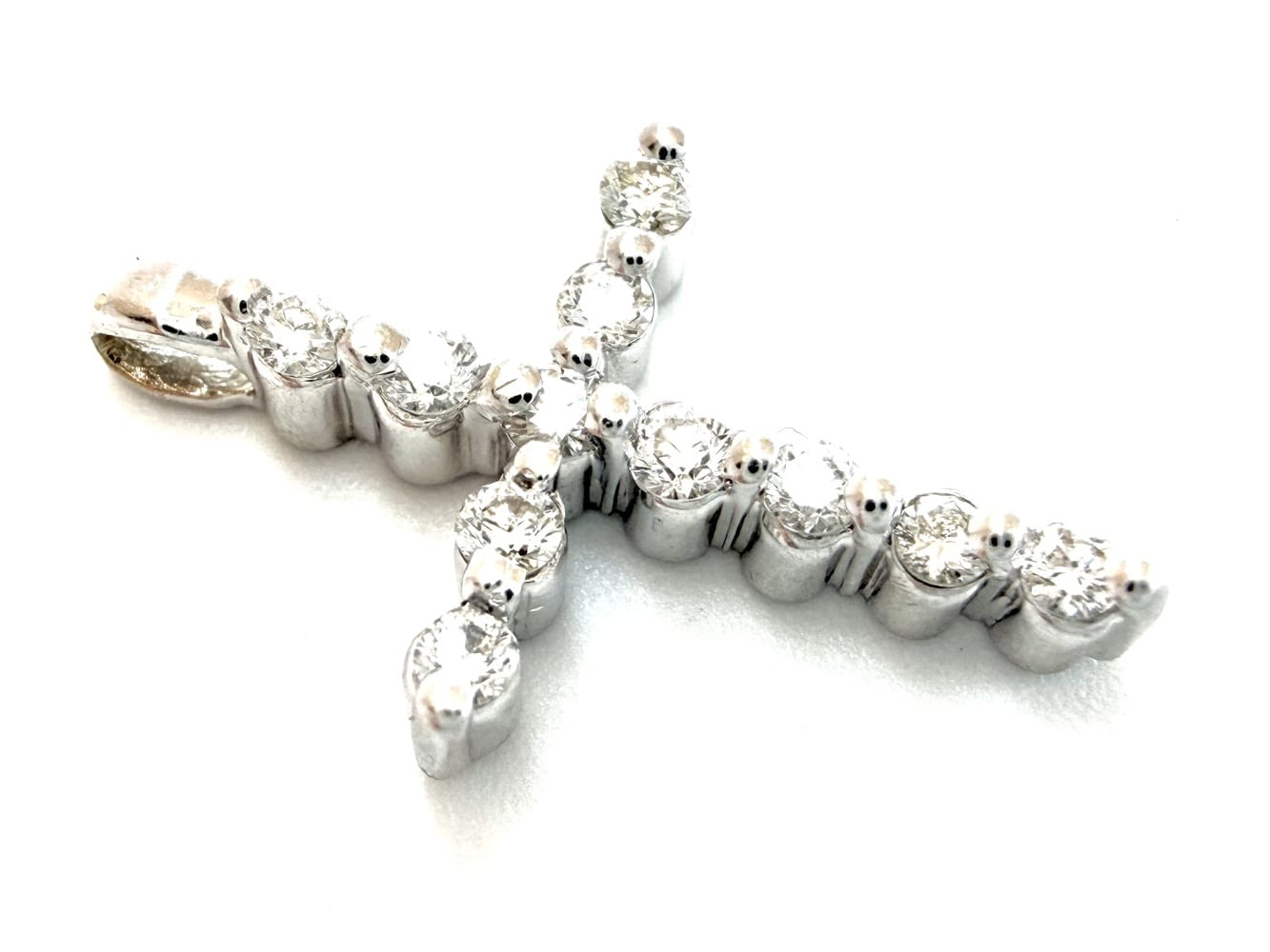 18K White Gold Diamond Cross Pendant 1