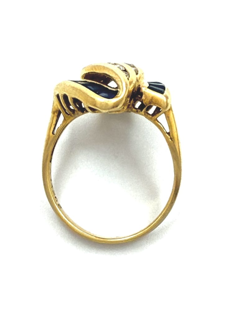 18K Yellow Gold Diamond & Sapphire Ring 4