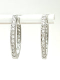 14K White Gold Diamond Hoop Earrings 1