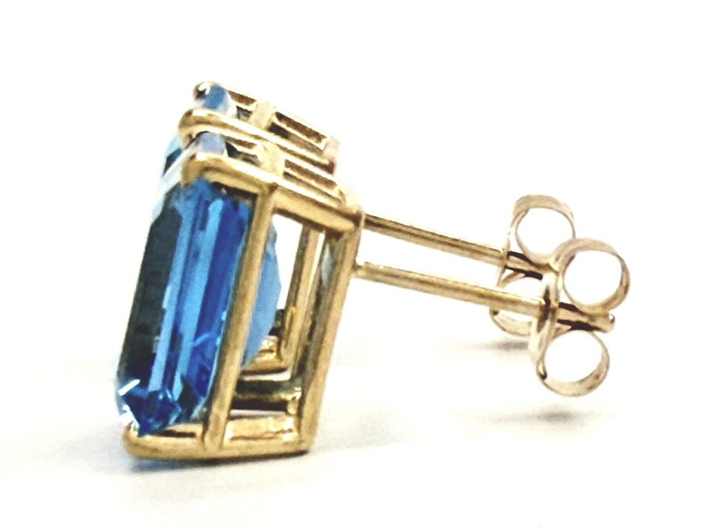 14K Gold Blue Topaz Stud Earrings 3
