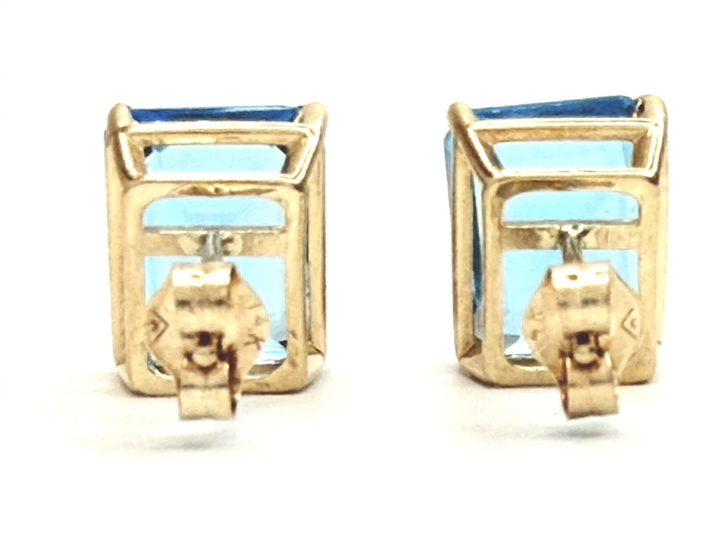 14K Gold Blue Topaz Stud Earrings 5