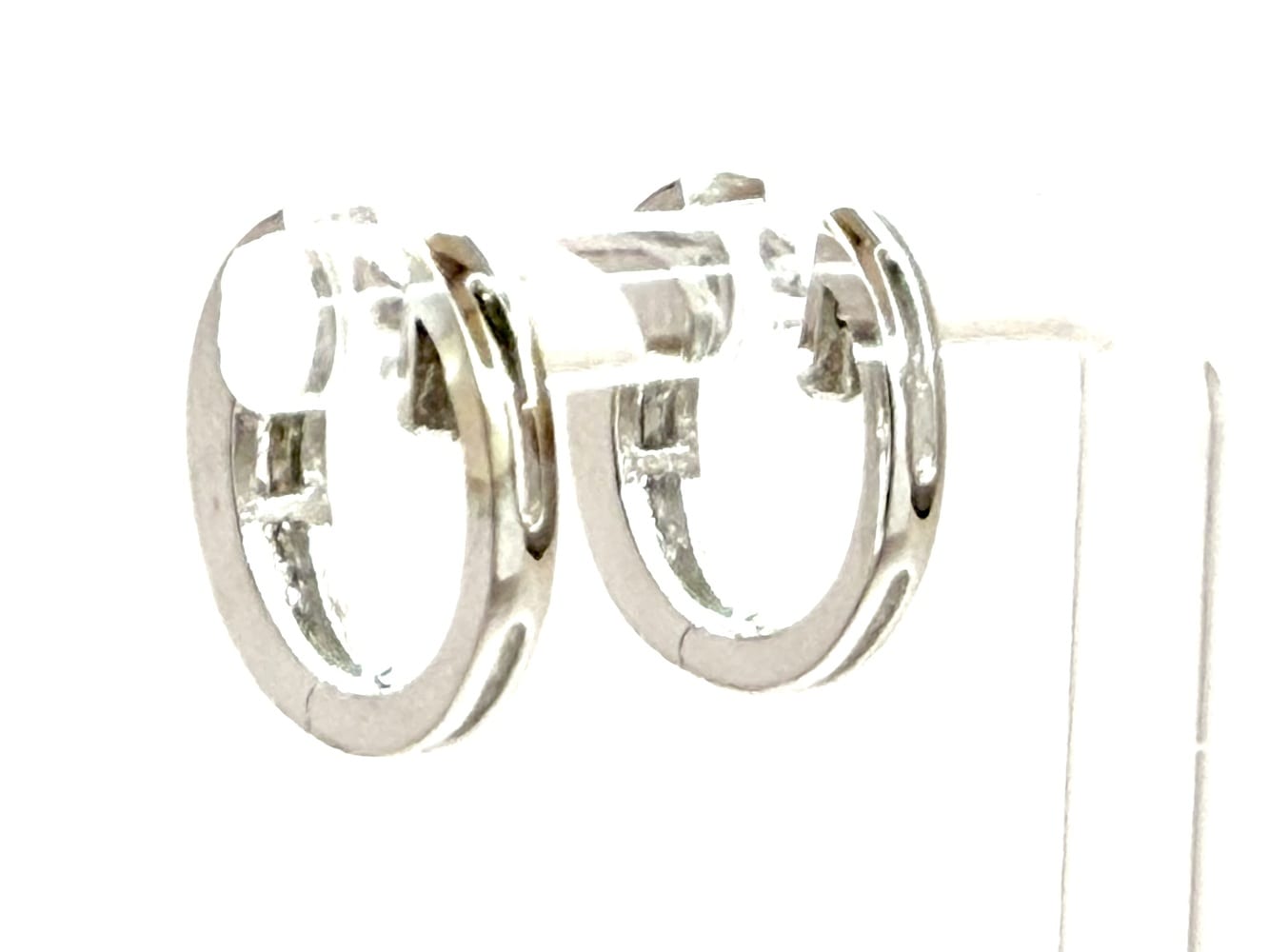 14K White Gold Diamond Hoop Earrings 3