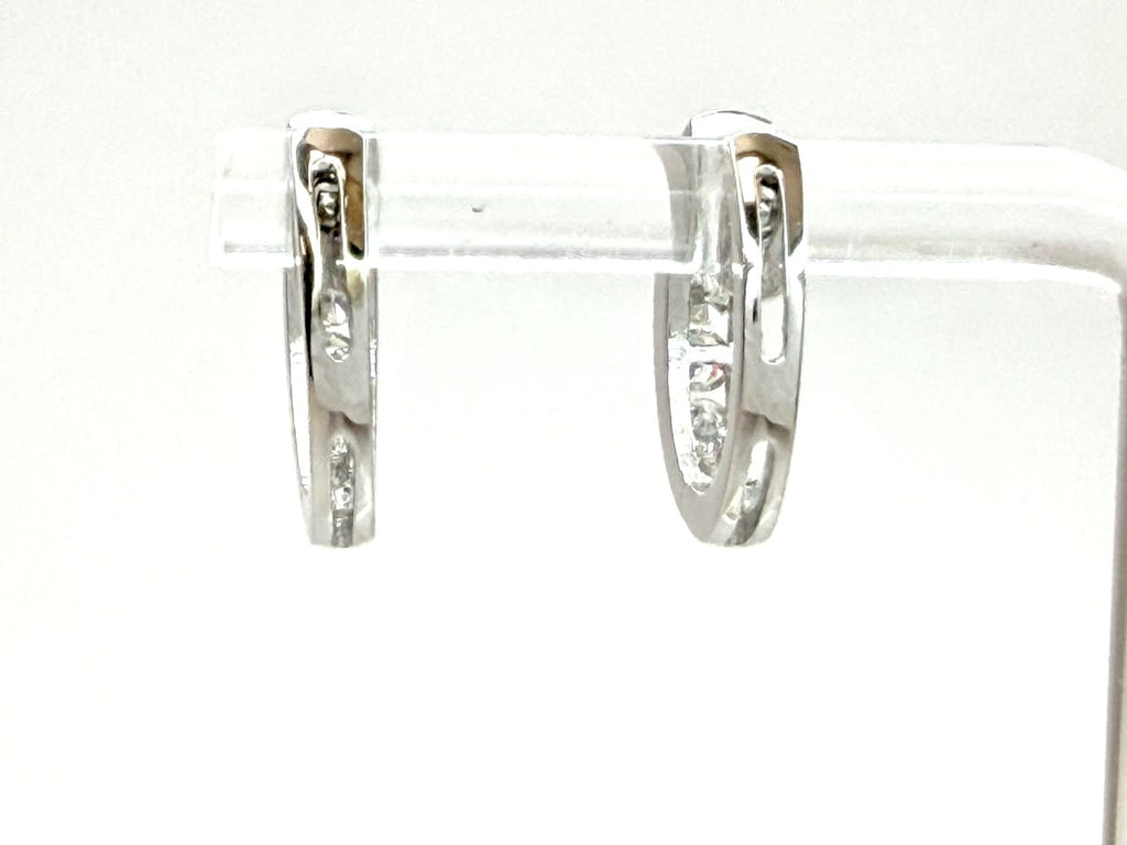 14K White Gold Diamond Hoop Earrings 4