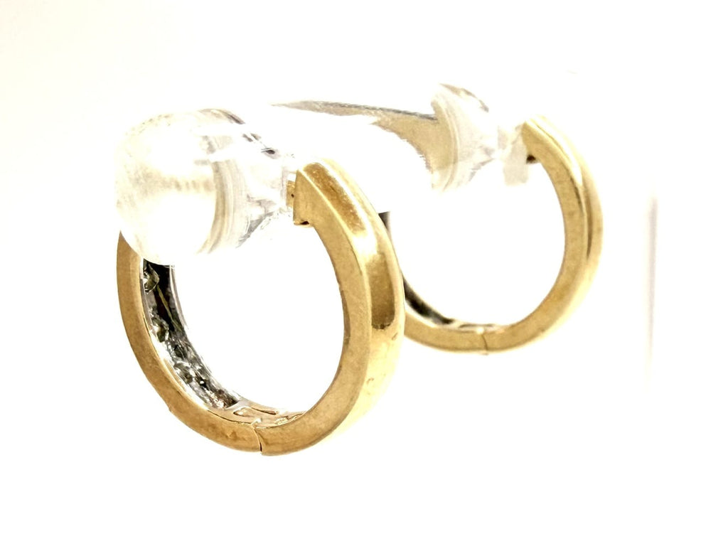 14K Gold Diamond Huggies Earrings 1