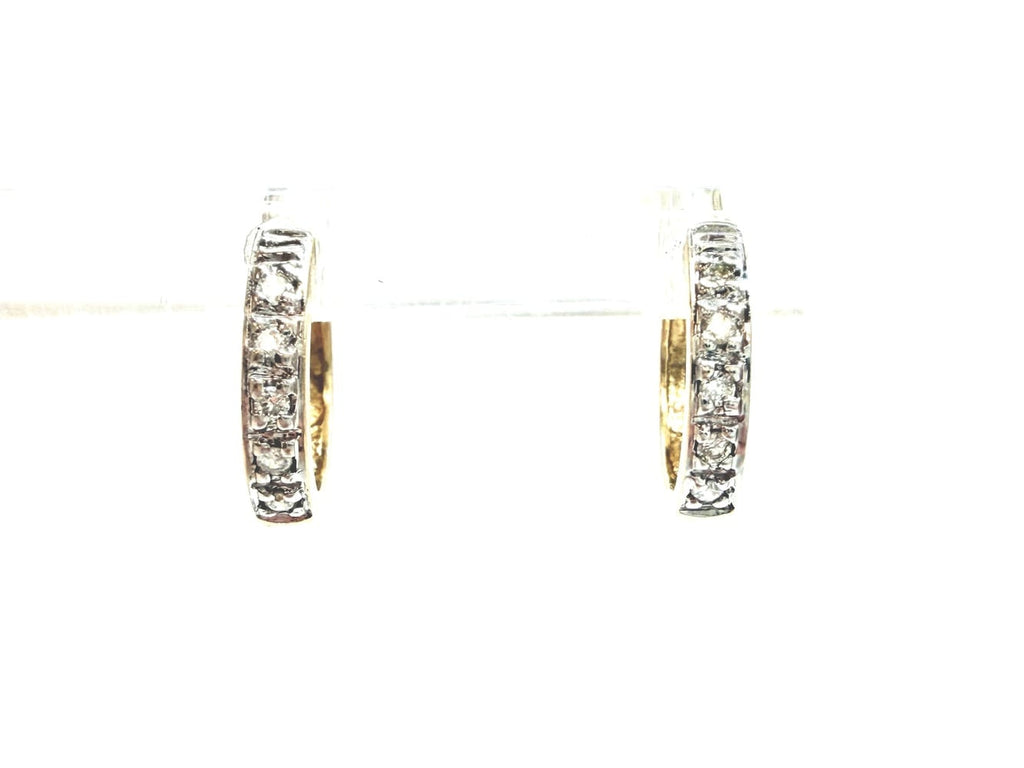 14K Gold Diamond Huggies Earrings 3