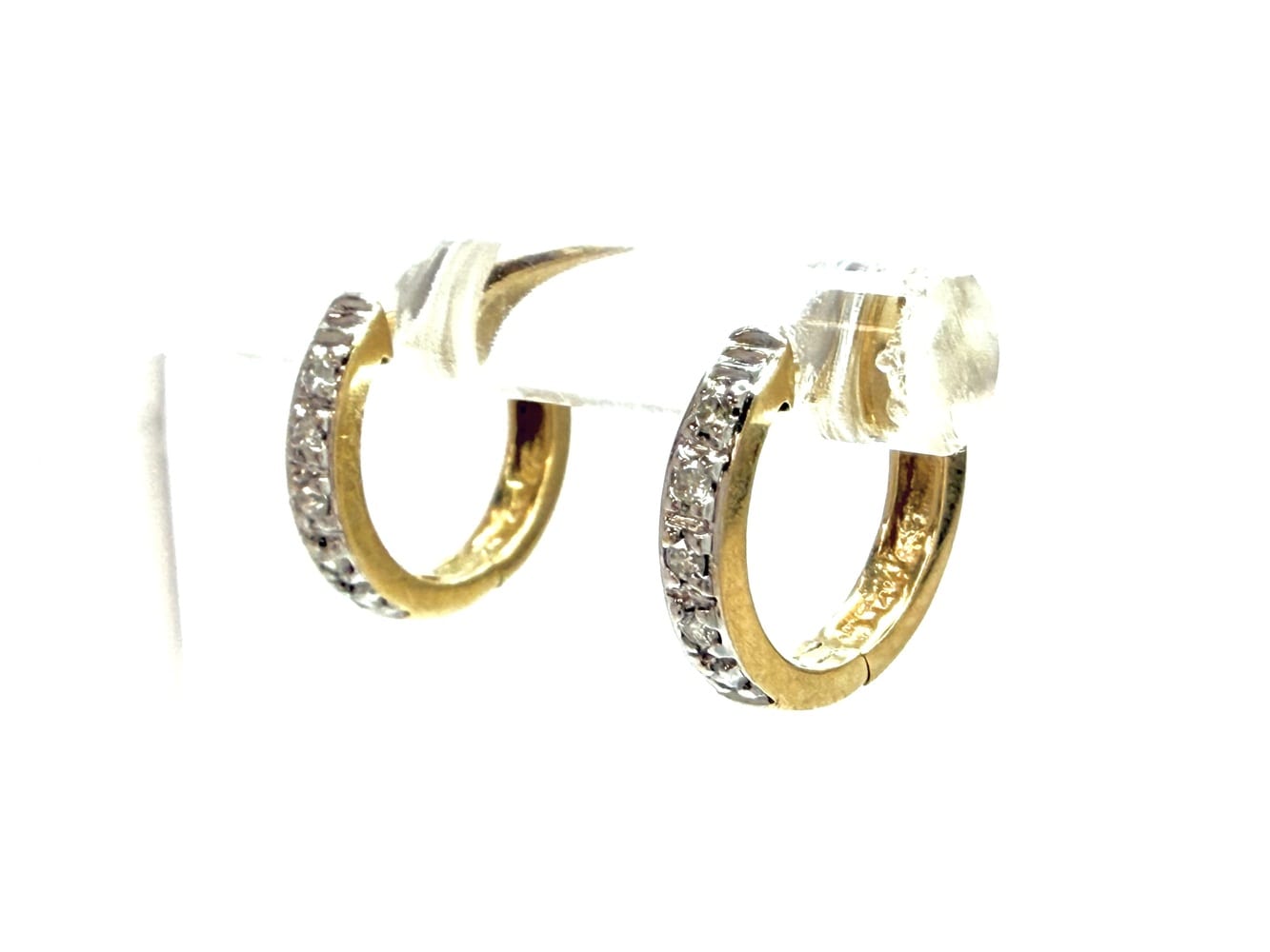 14K Gold Diamond Huggies Earrings 4
