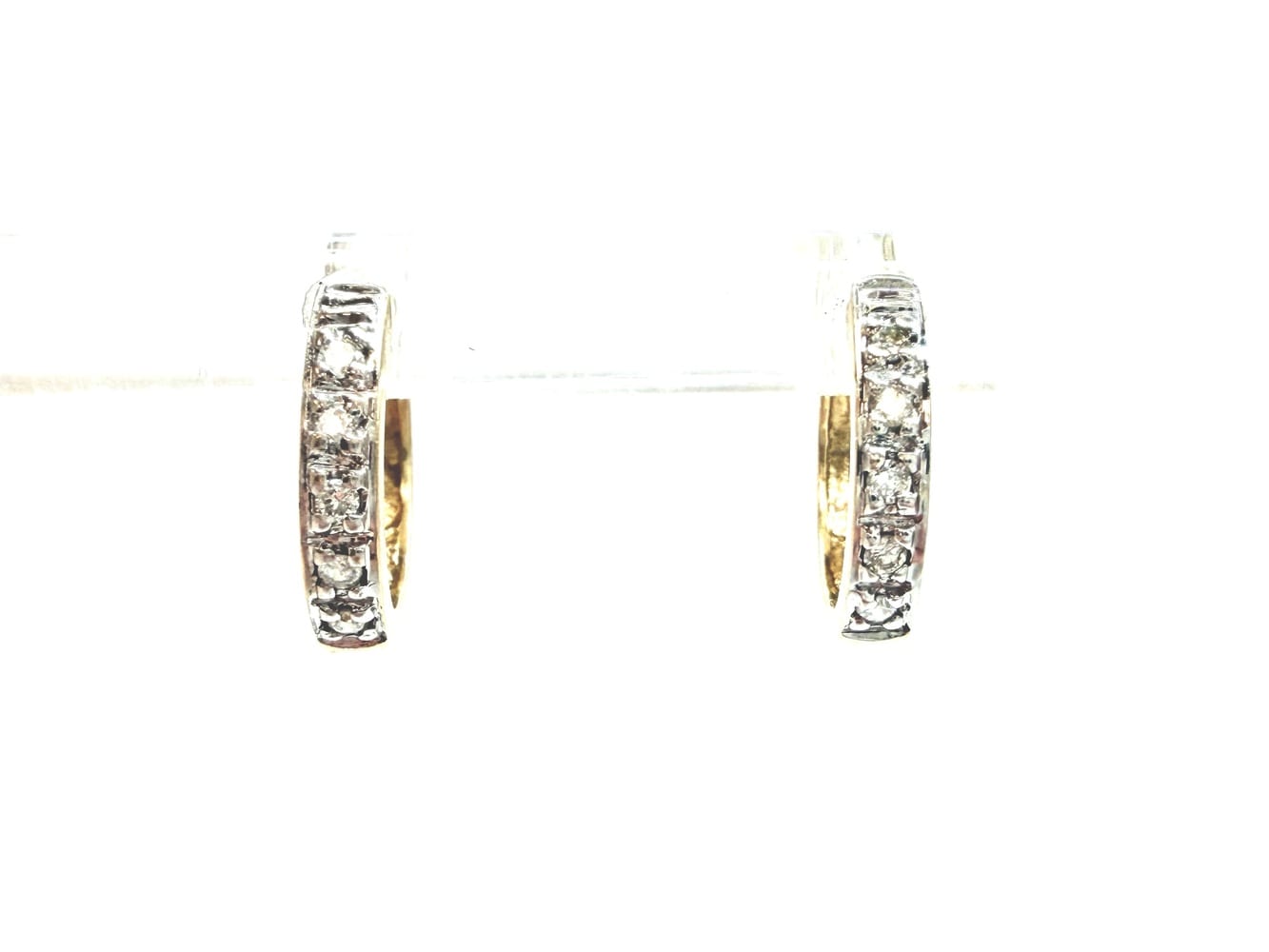 14K Gold Diamond Huggies Earrings 6