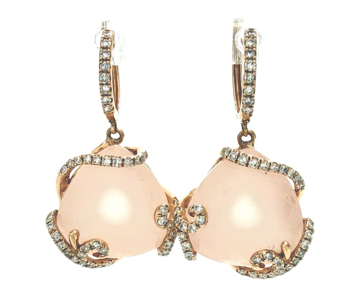 Effy Rose Quartz & Diamond Drop Earrings 1