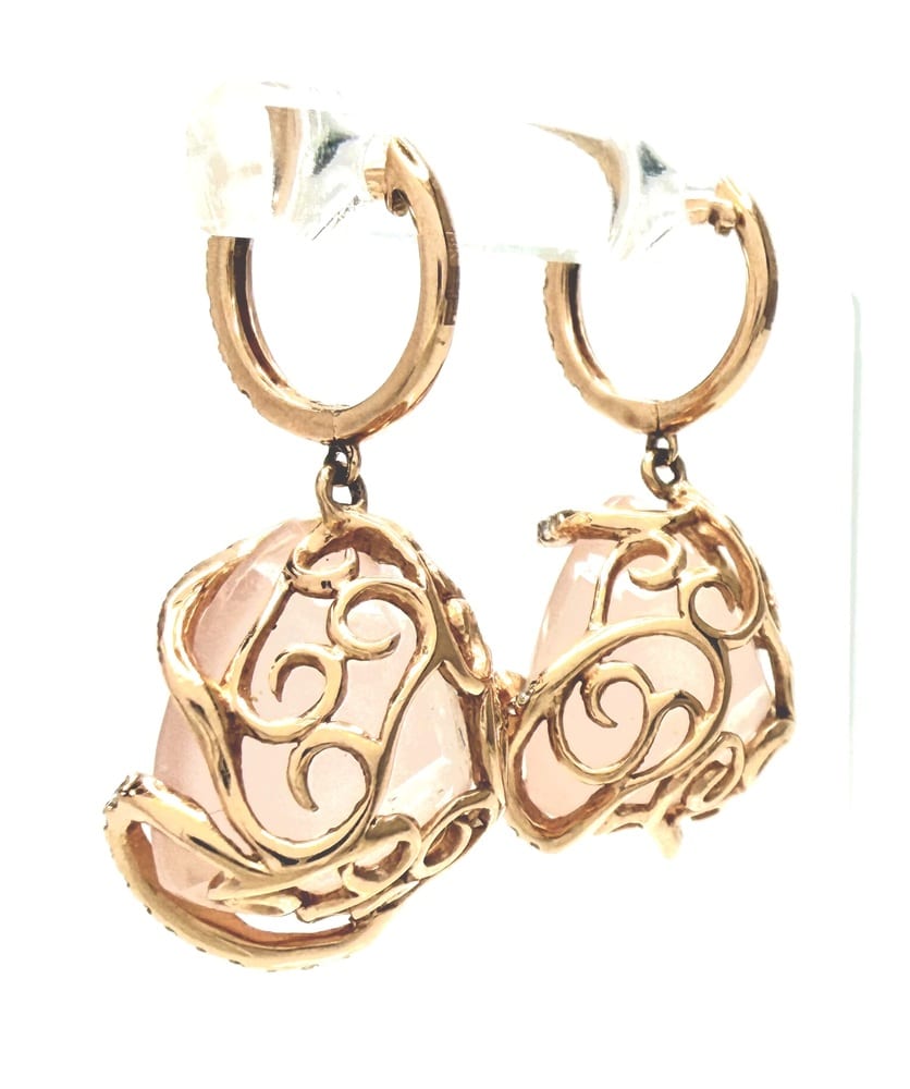 Effy Rose Quartz & Diamond Drop Earrings 3