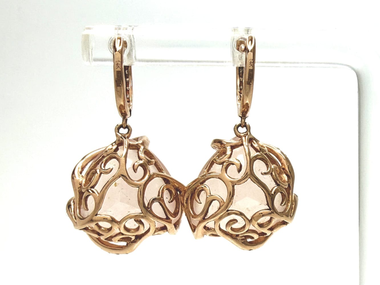 Effy Rose Quartz & Diamond Drop Earrings 4